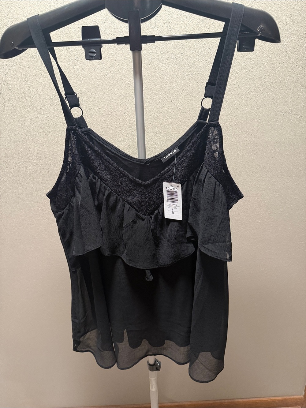 torrid Black Lace-Trim Ruffle Camisole